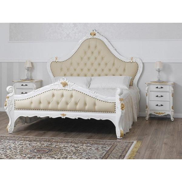 Modrest Eldora - Glam Beige Velvet and Brushed Brass Bed