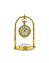 Brass Nautical Victoria London Desk Clock with Direction Compass - WoodenTwist