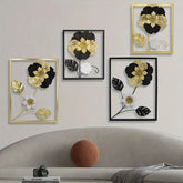3D Textured Floral Wall Art with Metal Frame