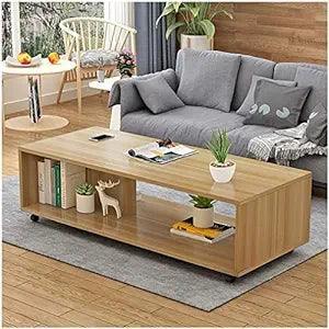 Buy Engineered Wood Center Table with Wheels Open Rack Storage
