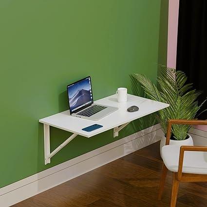 Wall Mounted Table Study/Office/Work Foldable Laptop Table Large Wall Mounting Table for Home Office Portable Wall Foldable Multipurpose Table (16X24 Inches) (White) - WoodenTwist