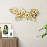 Elegant Gold Metal Wall Art with Floral Design