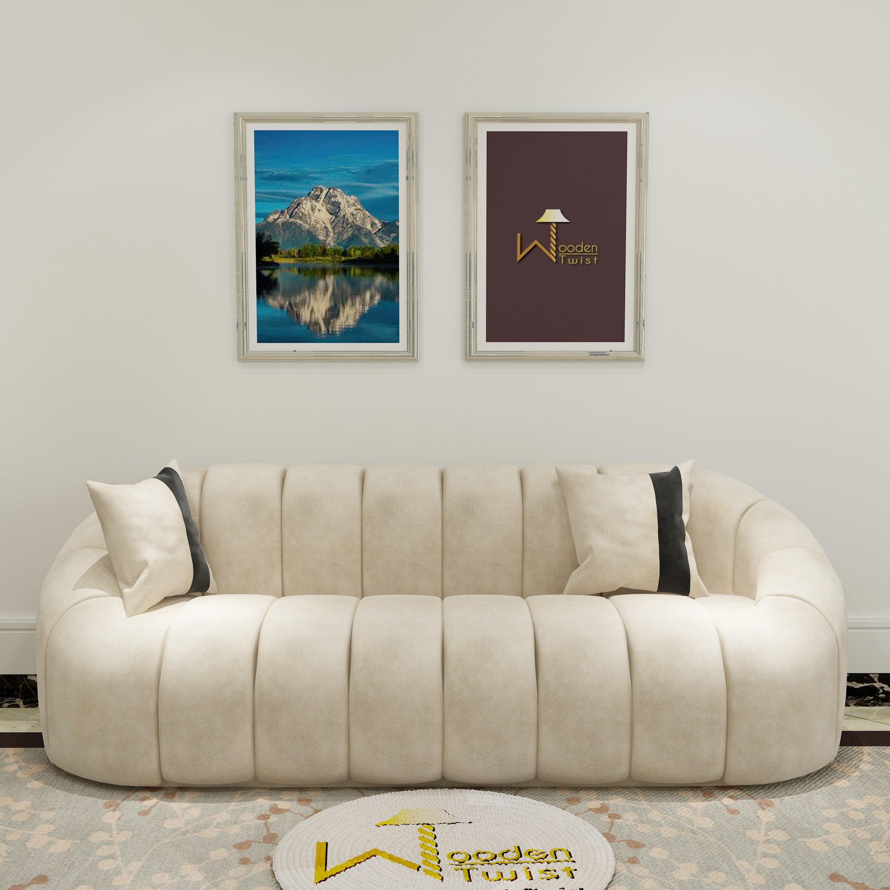 Collin Oval 3 Seater Sofa - Beige