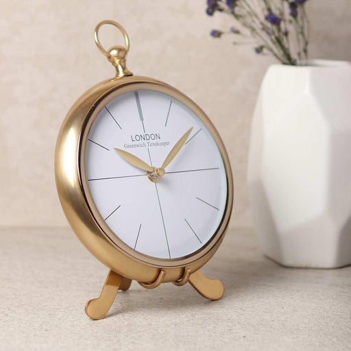 Regal Standpoint Table Clock Golden - WoodenTwist