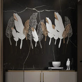 Layered feather-shaped metal decor