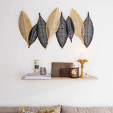 Modern Black and Gold Metal Leaf Wall Art