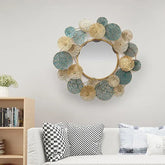 Modern round mirror with 3D bubble-style decorative border