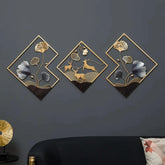 Three-piece geometric metal wall art