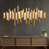 Modern Golden – Abstract Vertical Metal Wall Art