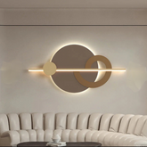 Modern Minimalist Geometric Circle Golden Accents Metal Wall Art