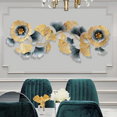 Modern Luxury Golden & Floral Metal Wall Art