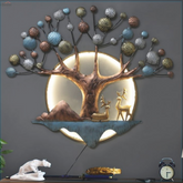 Modern Decorative Metal Deer Design and Golden Tree Wall Art