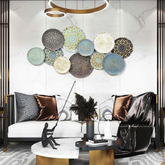 "Modern Decorative Multi-Colored Circular Pattern Metal Wall Art