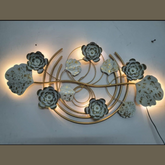 Stylish Leaf & Circular Flower Metal Wall Art