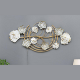 Stylish Decorative Leaf & Circular Flower Metal Wall Art