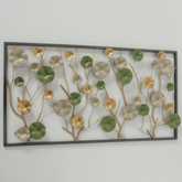 Beautiful Golden & Green Circular Design Metal Wall Art with Rectangular Frame