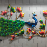 Elegant Multicolor Peacock Metal Wall Art