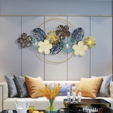 Modern Multicolor Flower & Circular Design Metal Wall Art