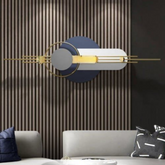 Modern Abstract Gold, Blue & Grey Geometric Metal Wall Art