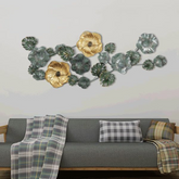 Modern Golden & Grey Flower Design Metal Wall Art