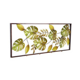 Modern Golden Leaf Rectangular Frame Metal Wall Art