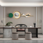 Modern Abstract Mountain Design Geometric Accents Metal Wall Art