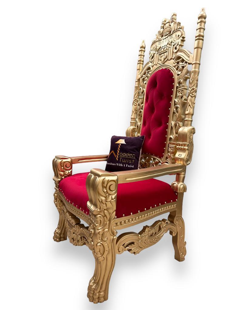 Luxurious High Back Throne Chair - WoodenTwist