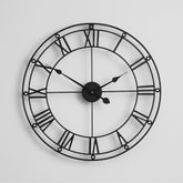 Vintage Roman Numeral Wall Clock – Black Iron Skeleton Design for Modern & Rustic Interiors