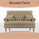 बैकरेस्ट आराम के लिए टीक फिनिश में पैरों के साथ प्रीमियम कॉम्पैक्ट 2 सीटर सोफा