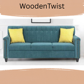 नीले रंग में समकालीन शैली का सोफा सेट