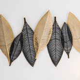 Modern Golden & Black Big Leaf Metal Wall Art