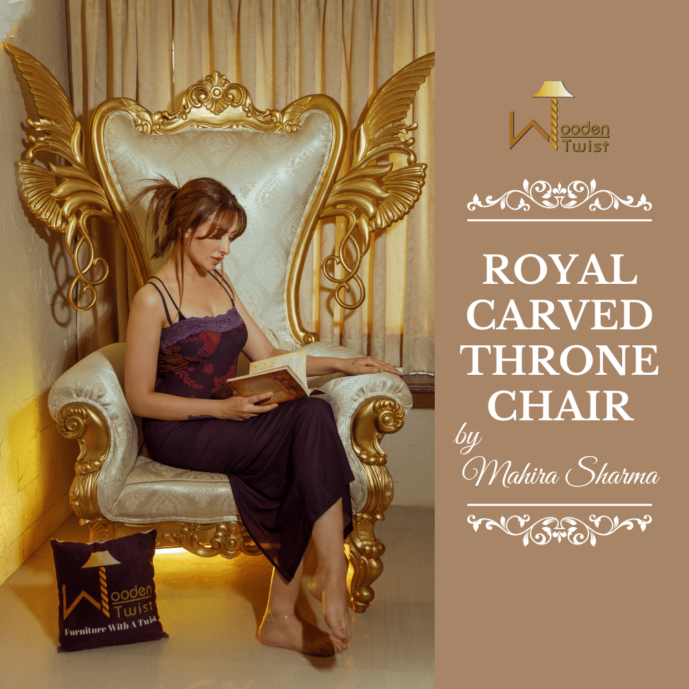 royal carved throne chair by Mahira Sharma big boss star