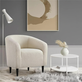 Wooden Twist Boucle Fabric Lounge Chair Beige