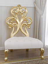 Wooden Twist Baroque Style Buttons Crystal Teak Wood Slipper Chair ( Golden Leaf ) - WoodenTwist