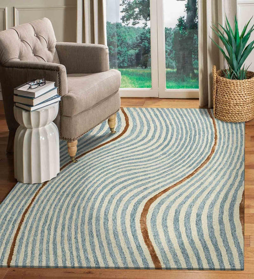 Hand Tufted Canyan Sky Blue Color Carpet - WoodenTwist