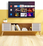 Modern Tv Entertainment Unit Cabinet With Open Shelf Natural Finish (Teak Wood) - WoodenTwist