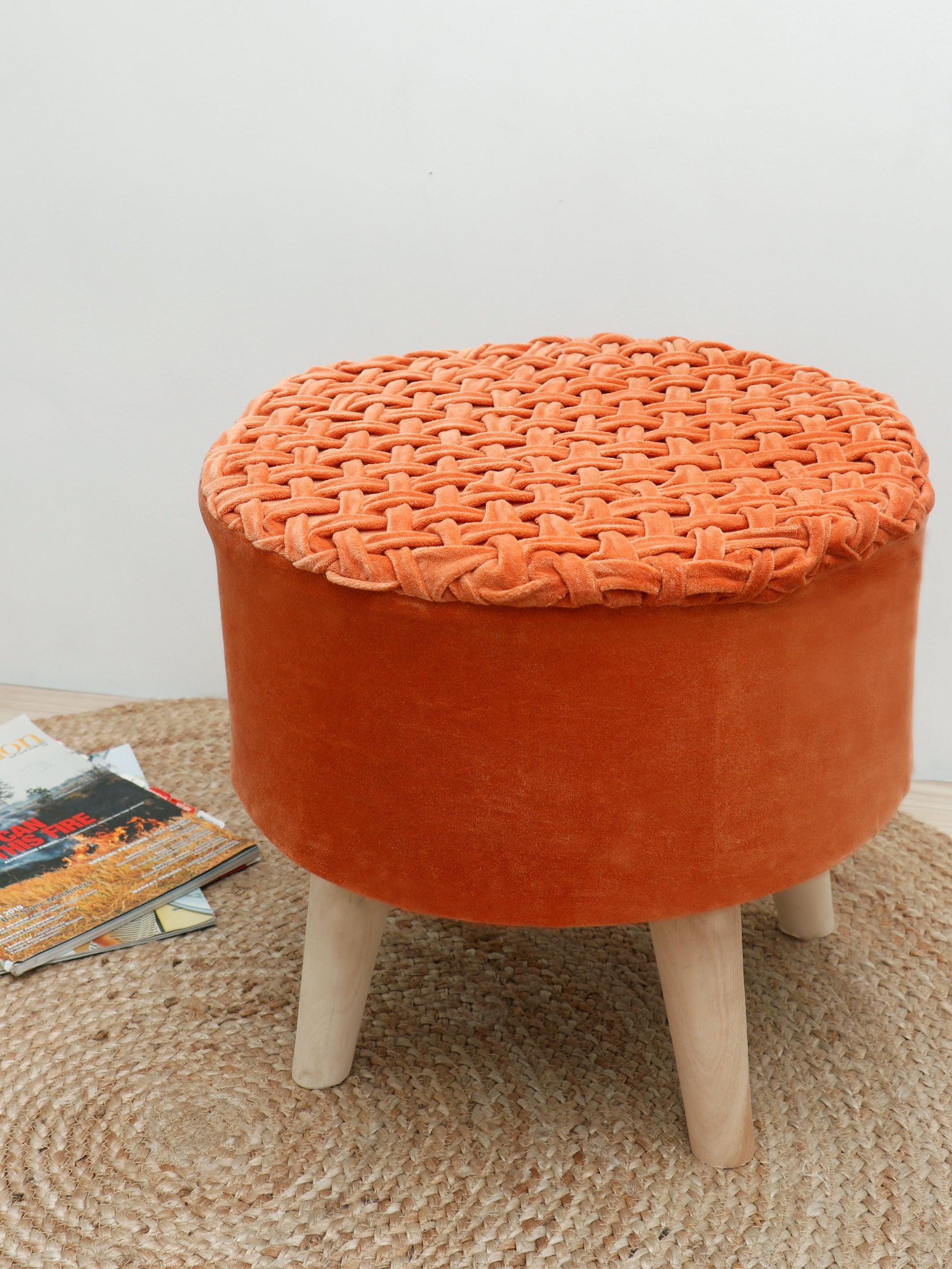 Buy Beautiful velvet Puffy Stool for Living Room (Pack of 1) Online at