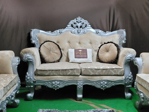 Royal Antique Silver Carved Maharaja Sofa Set 8 Seater - WoodenTwist