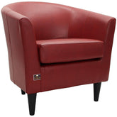 Wide Tufted Arm Chair (Red) - WoodenTwist