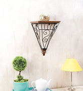 Wooden & Wrought Iron Wall Bracket - WoodenTwist