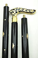 Antique Brass Design Head Handle Vintage Style Wooden Walking Cane Stick - WoodenTwist