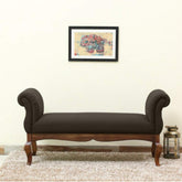 Couch Luxury Upholstered Bench Polyester (Teak Wood) - WoodenTwist