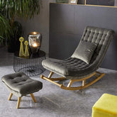 Grey Recliner Lounger Wooden Rocking Chair in Premium Soft Comfortable Cushion