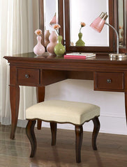 Teak Wood Backless Vanity Stool with Nail Head Trim - WoodenTwist