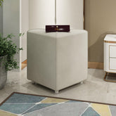 Stool for Living Room Soft Fabric Comfortable Cushion Ottoman Stool (Beige) - WoodenTwist