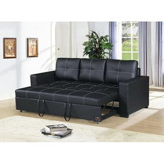 Modern Handmade Leatherette Sofa Cum Bed (Black) - WoodenTwist