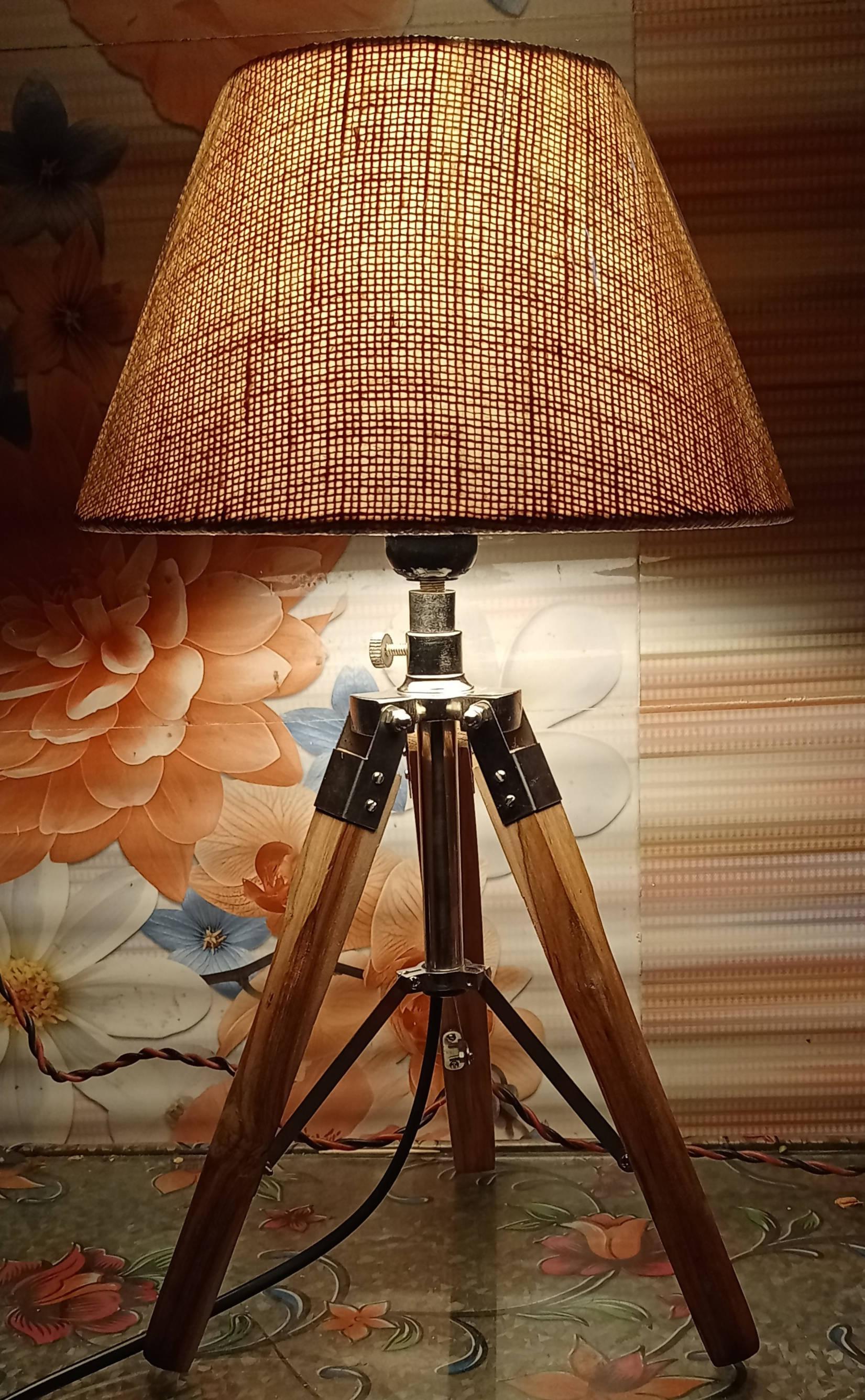 Buy Home Decor Small Desk lamp Tripod Wooden Tripod Online at
