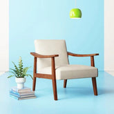 Modern Fletcher Wide Armchair In Teak Wood (Honey Finish) - WoodenTwist