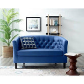 Square Arm Loveseat 2 Seater Sofa with Reversible Cushion - WoodenTwist