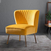 Modern Wide Tufted Velvet Wing Chair for Living Room (Metal Legs) - WoodenTwist